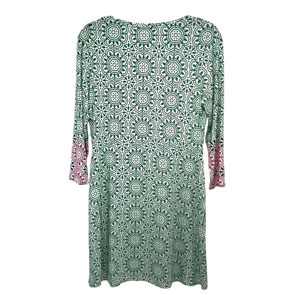 Boden Green & White Medallion Print V Neck Jersey Knit Tunic Mini Dress Womens 8 - Picture 8 of 10